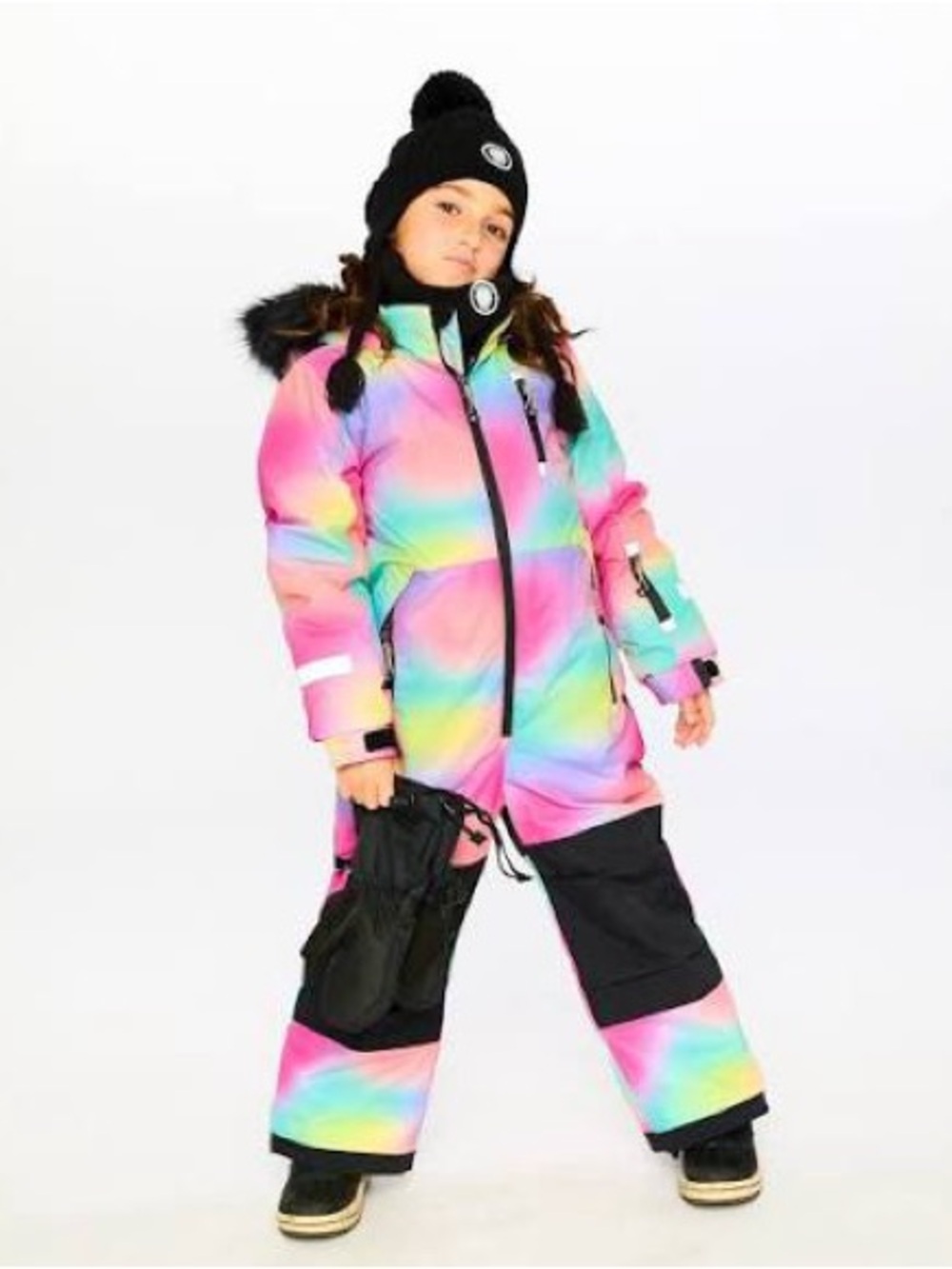 Kids Rainbow Ombre Winter Jacket & Pants Set - Pink Multi